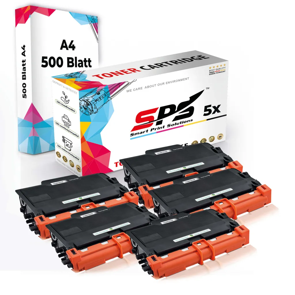 Druckerpapier A4 + 5x Multipack Set Kompatibel für Brother MFC-L 6800 DW (TN-3430) Toner-Kit Schwarz